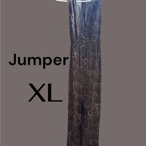 Old Navy Monochrome Leaf Pattern Jumpsuit